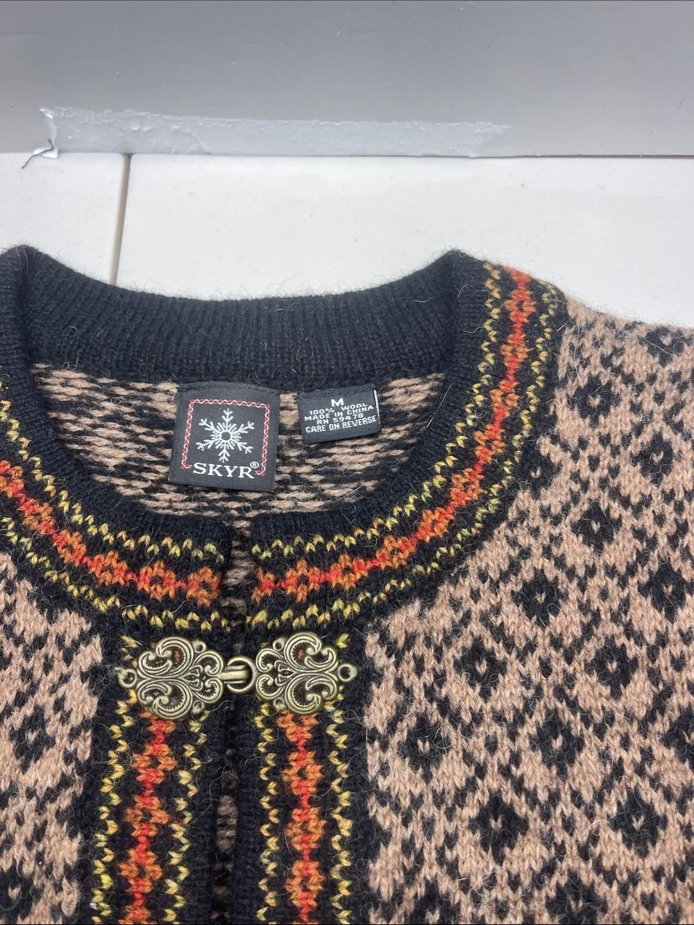 SKYR Sweater Womens Large Nordic Isle 100% Wool Shetland Cardigan
